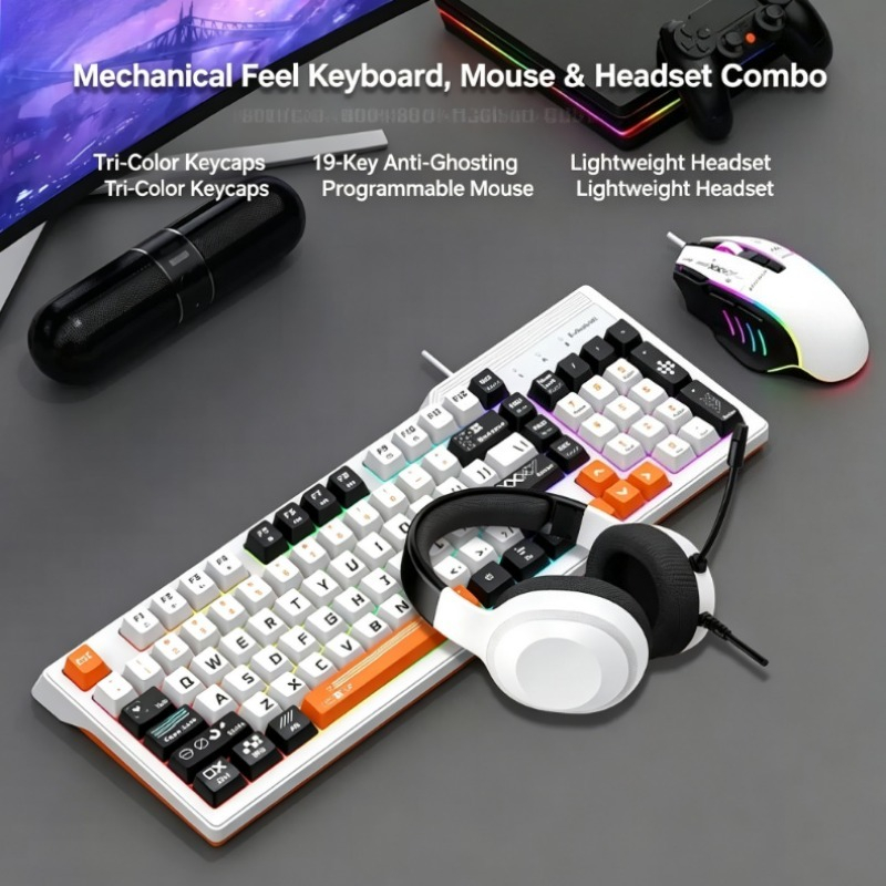 Gaming Headset Wired - K8pro 3 In 1 Gaming Combo