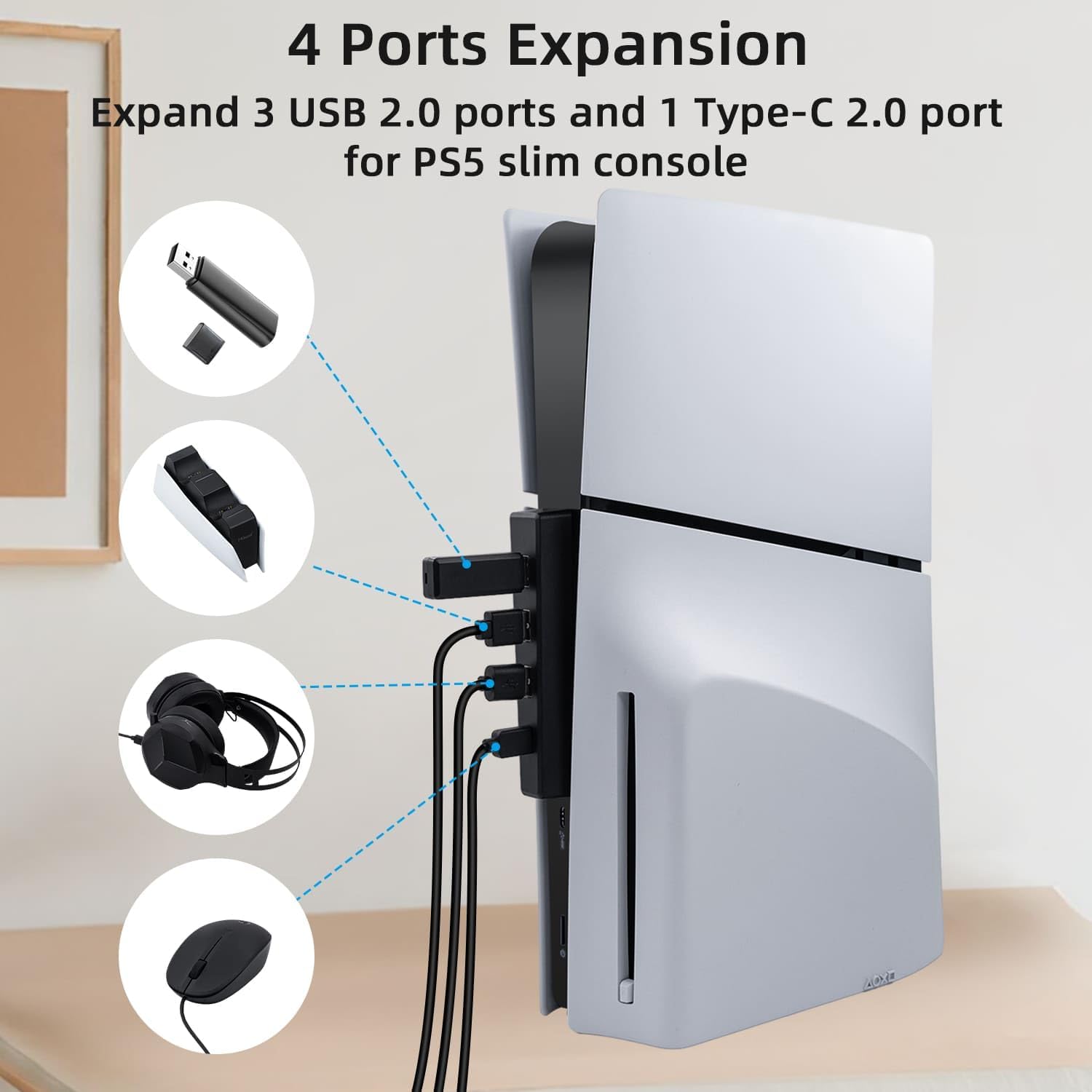 4 Ports USB Hub for PS5 Slim D - Gaming Console Ps5 review and price